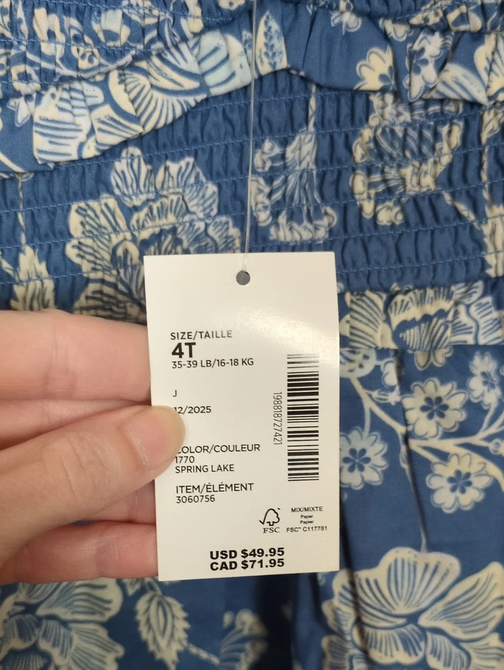 Gymboree Girls Floral Smocked Sundress Blue 4T NWT